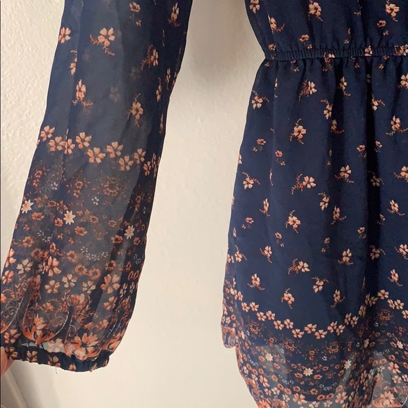 Blue floral 3/4 sleeve summer dress Large - Picture 3 of 5